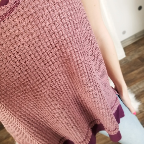 Summer Spring Waffle Knit Top Scoop Neck Layered Tank Soft Casual Tops - Picture 8 of 8